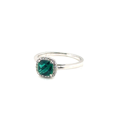 Sterling Silver Earring, Necklace, and Ring Set - May Emerald