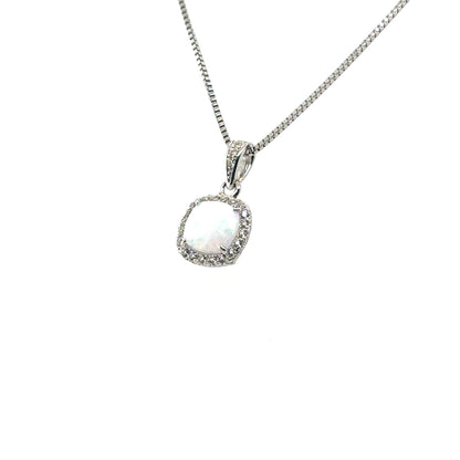 Sterling Silver Earring, Necklace, and Ring Set - October Opal
